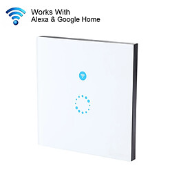 Wewoo Prise Connectée Touch 86mm 1 Gang 1 Way panneau de verre trempé tactile Smart Home Light Touch avec Alexa et Google Home, AC 90V-250V 400W 2A