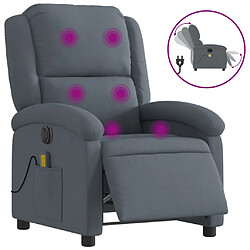 vidaXL Fauteuil inclinable de massage électrique gris foncé velours