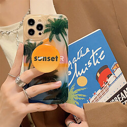 GUPBOO Étui pour iPhone12 Illustration Sunset Coconut Forest Littérature et Art Phone Case Bracket Femme