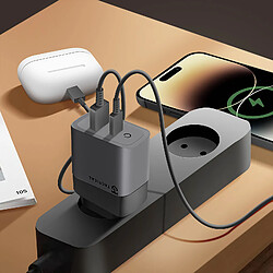 Tactical Chargeur mural GaN USB + USB-C 45W Microgrid Gris Foncé pas cher