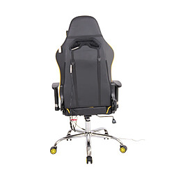 Acheter Decoshop26 Fauteuil de bureau gamer design sportif fonction de massage chauffant avec coussins en PVC noir / jaune 10_0002531