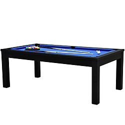 Rendez Vous Deco Table de Billard Eddie convertible noire tapis bleu