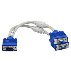 Universal RGB VGA SVGA mâle à 2 VGA deux HDB15 femelle adaptateur câble d'extension avec noyau VGA séparateur adaptateur connecteur convertisseur