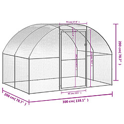 Acheter vidaXL Poulailler d'extérieur 3x2x2 m Acier galvanisé