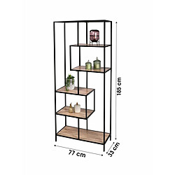 Acheter Bibliothèque 6 étagères en bois avec struture industrielle en métal noir 77 x 33 x H185 cm COLORADO+Urban Living