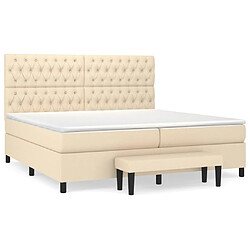 vidaXL Sommier à lattes de lit avec matelas Crème 200x200 cm Tissu