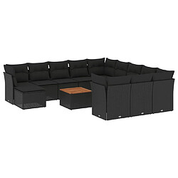 Maison Chic Salon de jardin avec coussins 13 pcs, Ensemble Tables et chaises de jardin, noir résine tressée -GKD839584