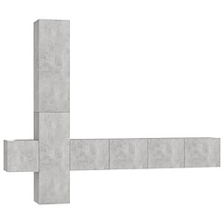 Maison Chic Ensemble de meubles TV 5 pcs | Banc TV Moderne pour salon | Meuble de Rangement - Gris béton Aggloméré -MN68656