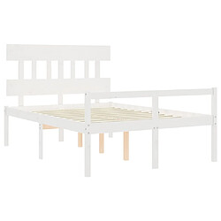 Maison Chic Lit adulte - Cadre Structure de lit avec tête de lit Contemporain blanc double bois massif -MN94060 pas cher