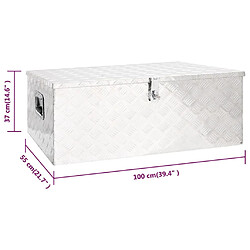 vidaXL Boîte de rangement Argenté 100x55x37 cm Aluminium pas cher