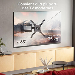 ONKRON Support Mural TV 32 Pouces - 65 Pouces TV & Ecran, Bras TV Mural Articulé de 35 kg - Fixation Murale TV avec VESA 100x100 - VESA 400x400/Support TV Orientable et Inclinable Pivotant M4-B Noir