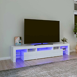 Maison Chic Meuble TV avec lumières LED, Banc TV pour salon, Meuble de rangement Blanc brillant 200x36,5x40 cm -GKD98532