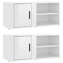 Maison Chic Meubles TV 2 pcs pour salon Blanc brillant 80x31,5x36 cm Bois d'ingénierie -MN68984