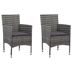 Maison Chic Lot de 2 Chaises de salle à manger de jardin - Fauteuil d'extérieur Résine tressée Gris -MN41852