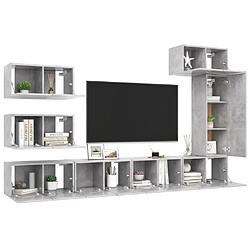 Avis Maison Chic Ensemble de meubles TV 8 pcs | Banc TV Moderne pour salon | Meuble de Rangement - Gris béton Aggloméré -MN23142