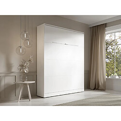 Avis Vente-Unique Lit escamotable 160 x 200 cm - Ouverture verticale manuelle - Avec LEDs - Blanc - RAPILI