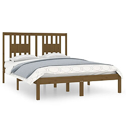 vidaXL Cadre de lit sans matelas marron miel bois massif 120x200 cm