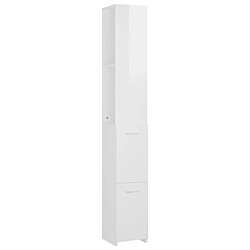 Maison Chic Armoire de bain,Meuble de rangement de salle de bain,Meuble haut blanc brillant 25x26,5x170 cm bois d'ingénierie -GKD551116