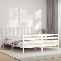 Avis Maison Chic Lit adulte - Cadre Structure de lit avec tête de lit Contemporain blanc 160x200 cm bois massif -MN28141