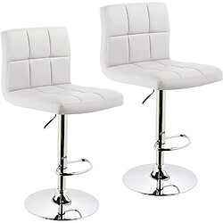 Decoshop26 Lot de 2 tabourets de bar avec dossier synthétique hauteur réglable blanc TDB09069