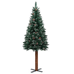 vidaXL Sapin de Noël mince pré-éclairé et boules vert 210 cm