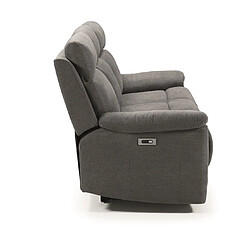 Pegane Canapé de 3 places (2 relax électriques) en tissu couleur Gris foncé - Longueur 192 x Profondeur 87 x Hauteur 99 cm