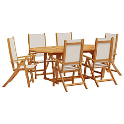 vidaXL Ensemble à Manger de jardin 7pcs bois d'acacia solide textilène