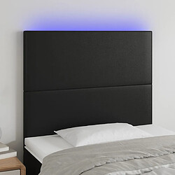 Maison Chic Tête de lit scandinave à LED,meuble de chambre Noir 100x5x118/128 cm Similicuir -MN42039