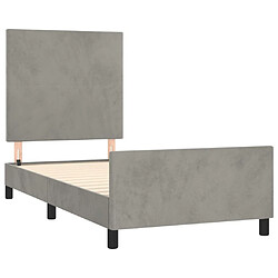 Acheter Maison Chic Lit adulte - Cadre Structure de lit avec tête de lit Contemporain Gris clair 90x190 cm Velours -MN36655