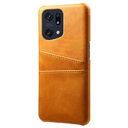 Coque en TPU + PU antichoc, anti-rayures avec porte-cartes, orange pour votre Oppo Find X5 Pro