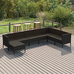 Maison Chic Salon de jardin 8 pcs + coussins - Mobilier/Meubles de jardin - Table et chaises d'extérieur Résine tressée Noir -MN51463