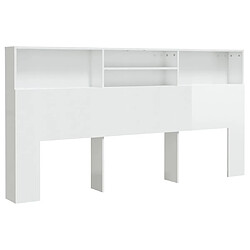 vidaXL Armoire de tête de lit Blanc brillant 200x19x103,5 cm