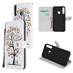 Etui en PU impression de motif texture croisée avec sangle animal et arbre pour votre Huawei Y6p