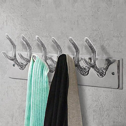 Decoshop26 Porte-manteau mural en aluminium argent 49x9x18 cm DEC024184