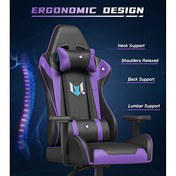 Acheter Chaise Gaming - Chaise de bureau - Chaises de bureau Rattantree - Chaise de jeu ergonomique - Chaise d'ordinateur PC avec appui-tête et support lombaire - Chaise de jeu inclinable réglable en hauteur - Violet