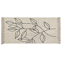 Beliani Tapis en coton beige et noir 80 x 150 cm SAZLI