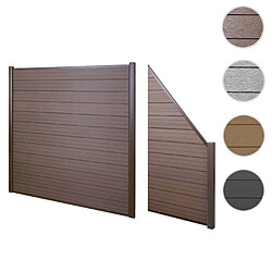 Mendler WPC pare-vue Sarthe, abat-vent, poteau en aluminium ~ lot de 2 oblique - 2,82m marron