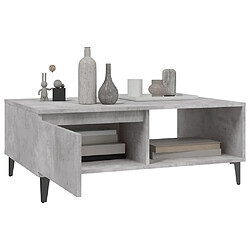 Avis vidaXL Table basse gris béton 90x60x35 cm bois d'ingénierie