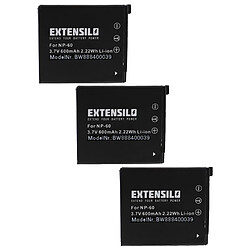 Vhbw EXTENSILO 3x Batteries compatible avec Casio Exilim EX-FS10, EX-S12, EX-S10, EX-Z21, EX-Z20 appareil photo, reflex numérique (600mAh, 3,7V, Li-ion)