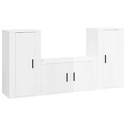 vidaXL Ensemble de meubles TV 3 pcs Blanc brillant Bois d'ingénierie