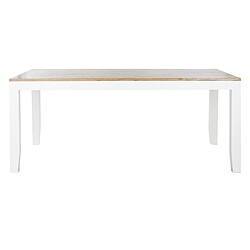 Pegane Table à manger, table de repas rectangulaire en bois d'acacia naturel et métal blanc - longueur 200 x profondeur 100 x hauteur 80 cm