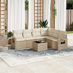 Maison Chic Salon de jardin avec coussins 7 pcs | Ensemble de Table et chaises | Mobilier d'Extérieur beige résine tressée -GKD75996