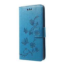 Etui en PU fleur papillon bleu pour votre Samsung Galaxy S10