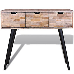 vidaXL Table console avec 3 tiroirs Bois de teck recyclé