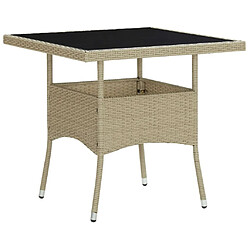 Maison Chic Mobilier à dîner 3 pcs de jardin - Ensemble table et chaises d'extérieur - Salon/Mobilier de jardin classique Beige Résine tressée et verre -MN88720