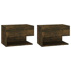 Maison Chic Lot de 2 Tables de Chevet murales - Tables de Nuit Chêne fumé