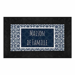 Paris Prix Tapis Relief Imprimé Eltea 45x75cm Noir & Bleu