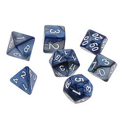 7PCS Two Colors Polyhedral Dice 16mm pour Dungeons and Dragons Table Games Blue Silver