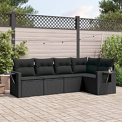 Maison Chic Salon de jardin 5 pcs avec coussins | Ensemble de Table et chaises | Mobilier d'Extérieur noir résine tressée -GKD36544