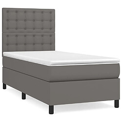 Maison Chic Lit Adulte - Lit simple Lit à sommier tapissier avec matelas moelleux - Meuble de Chambre - Gris 90x190 cm Similicuir -MN67140